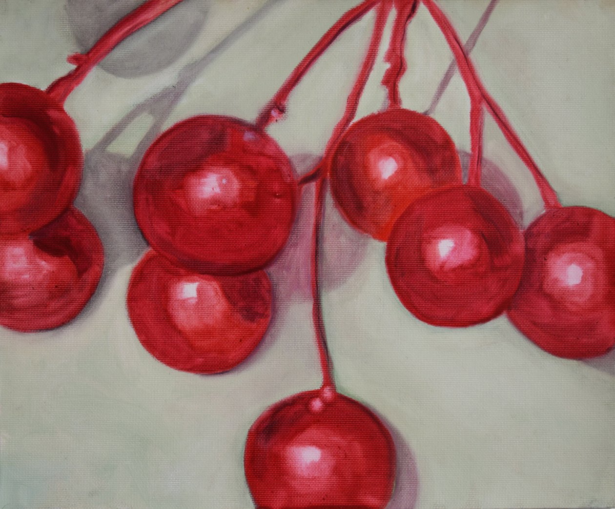 Kersen, 2013 (olieverf op papier) door Cathy Lomax