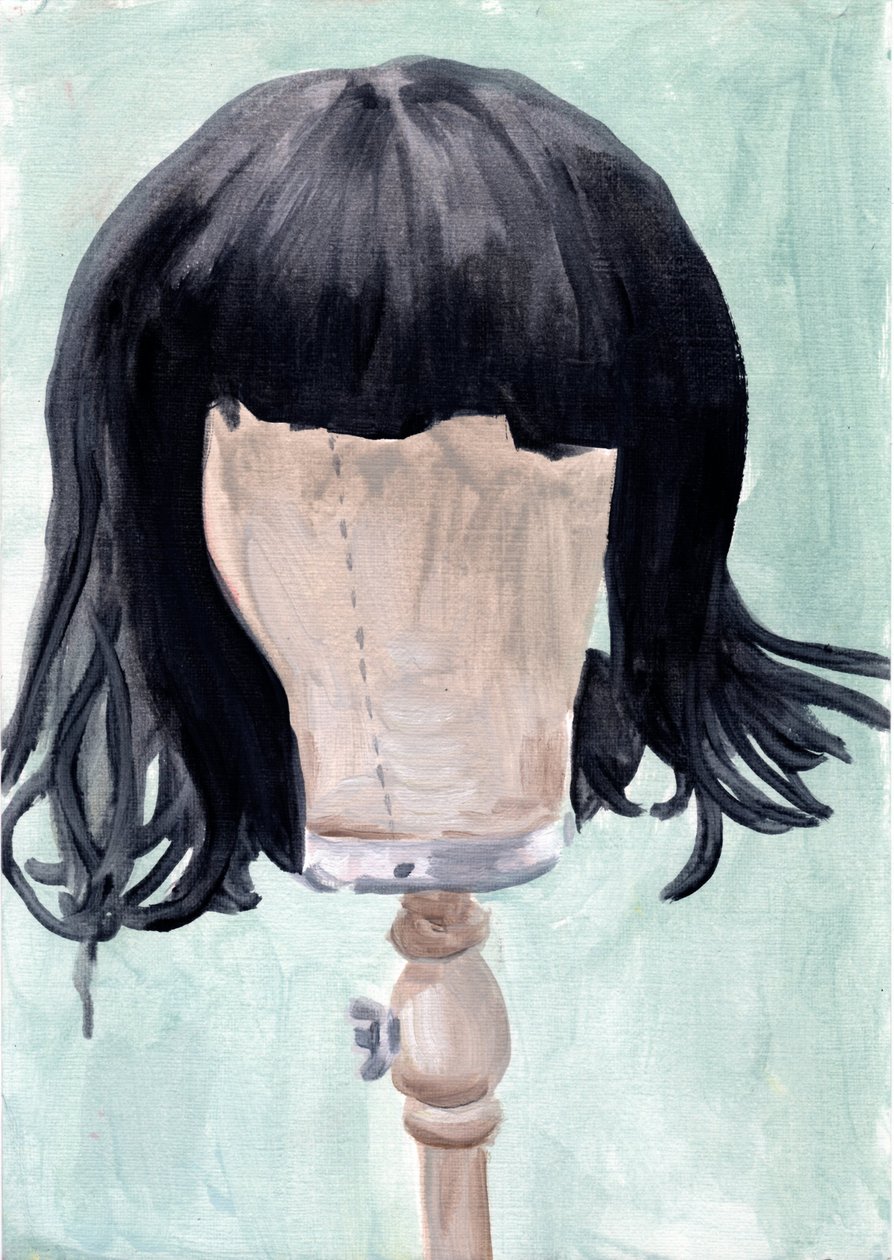 FF (Wig 1), 2020 (olieverf op papier) door Cathy Lomax