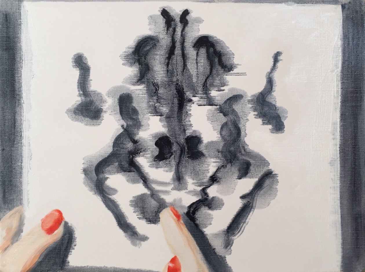 Rorsharch tekening, 2017 (olieverf op papier) door Cathy Lomax