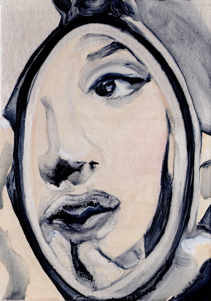 Zonder titel, 2016 (olieverf  acryl op papier) door Cathy Lomax