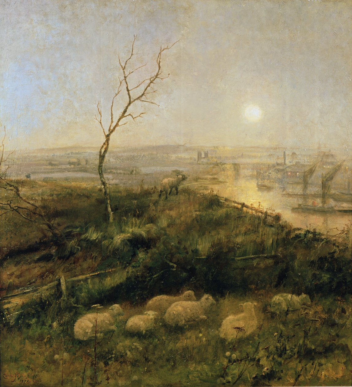 Verdwaald, een pastorale bij maanlicht door Cecil Gordon Lawson