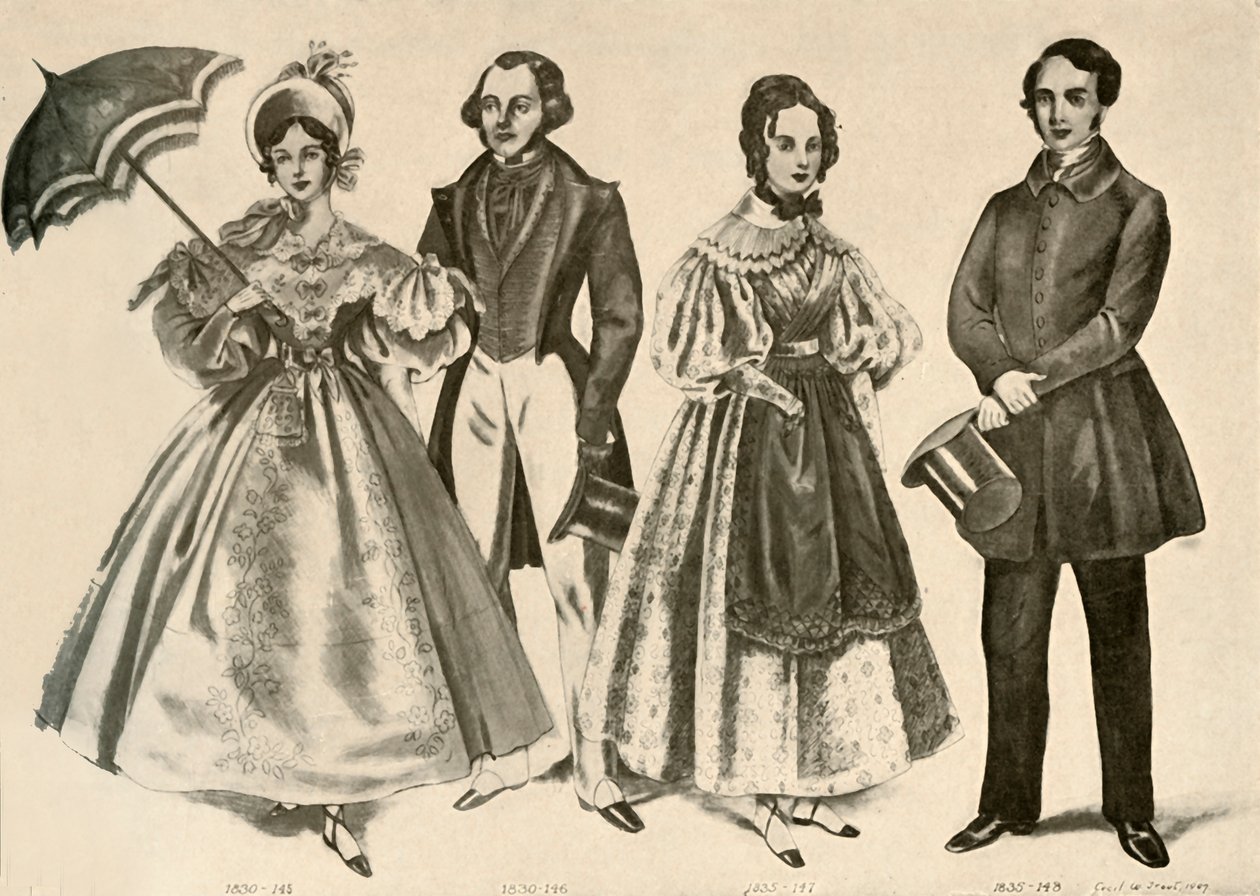 Kleding uit 1824-1835, 1907, 1937 door Cecil W. Trout