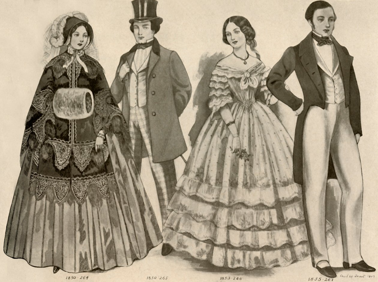 Kleding van 1850-1856, 1907, 1937 door Cecil W. Trout