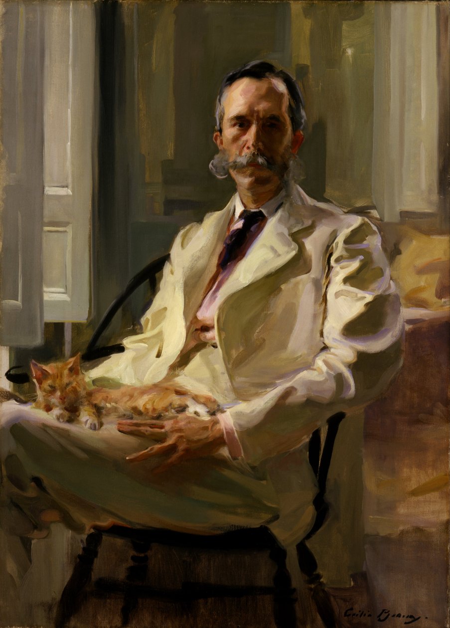 Man met de kat (Henry Sturgis Drinker) door Cecilia Beaux