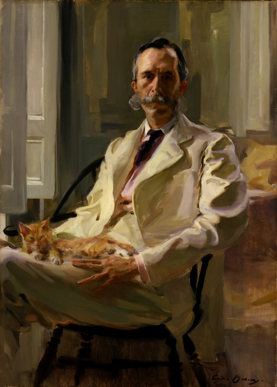 Man met de kat (Henry Sturgis Drinker) door Cecilia Beaux