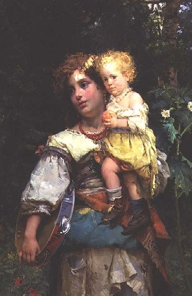 Vrouw en kind door Cesare Auguste Detti