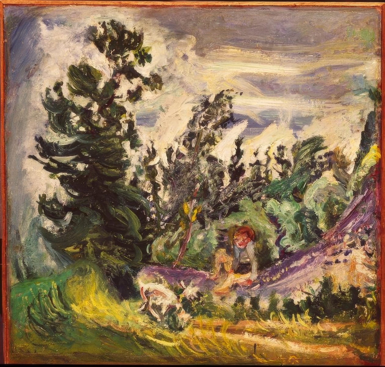 Landschap met meisje en geit door Chaim Soutine