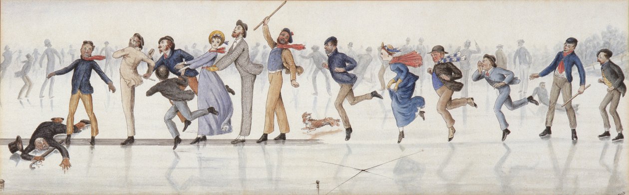 Winterpret! Een glijbaan op Duddington Loch bij Edinburgh door Charles Altamont Doyle