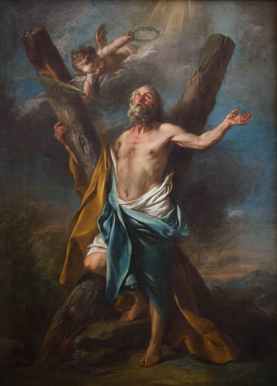 Sint Andreas omarmde zijn kruis door Charles André van Loo