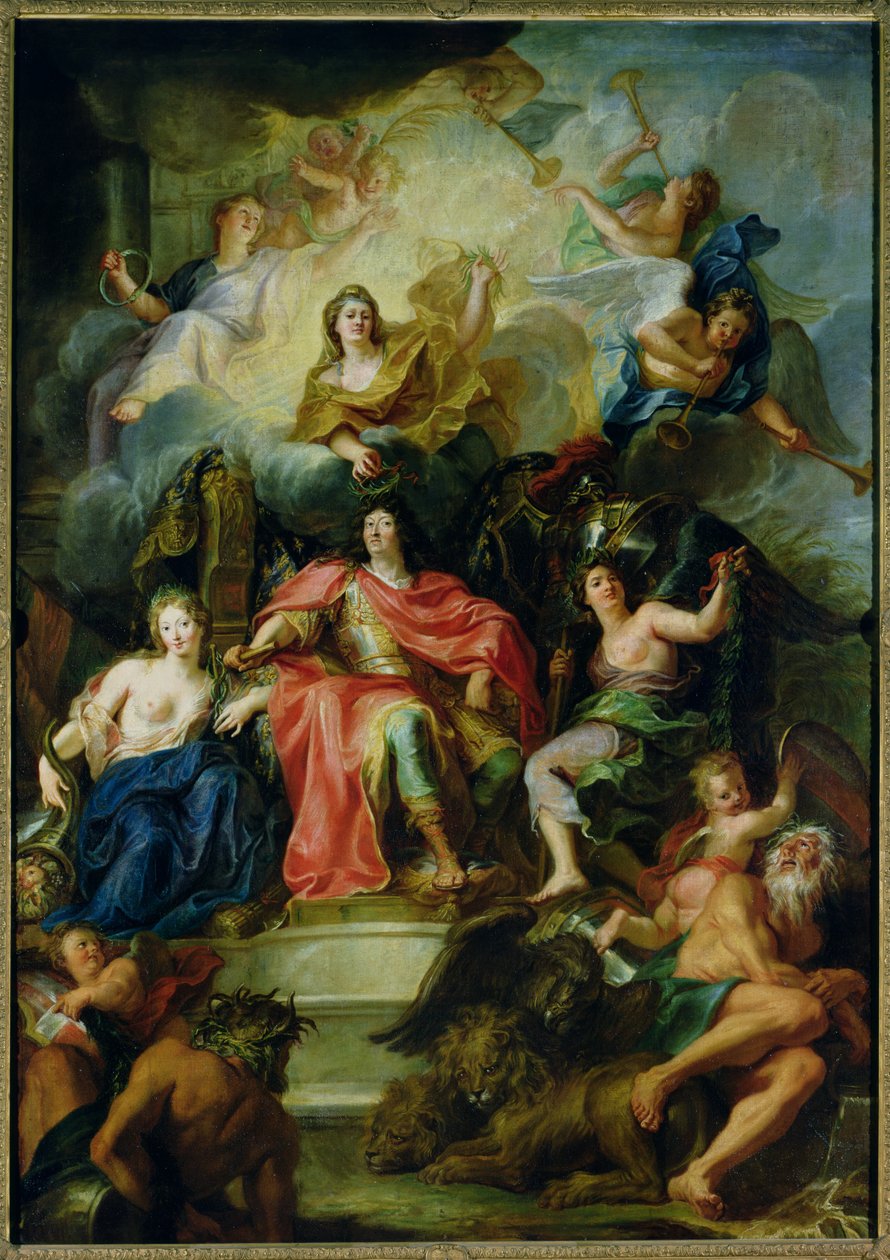 Lodewijk XIV (1638-1715) gekroond door Glorie, c.1686 door Charles Antoine Coypel