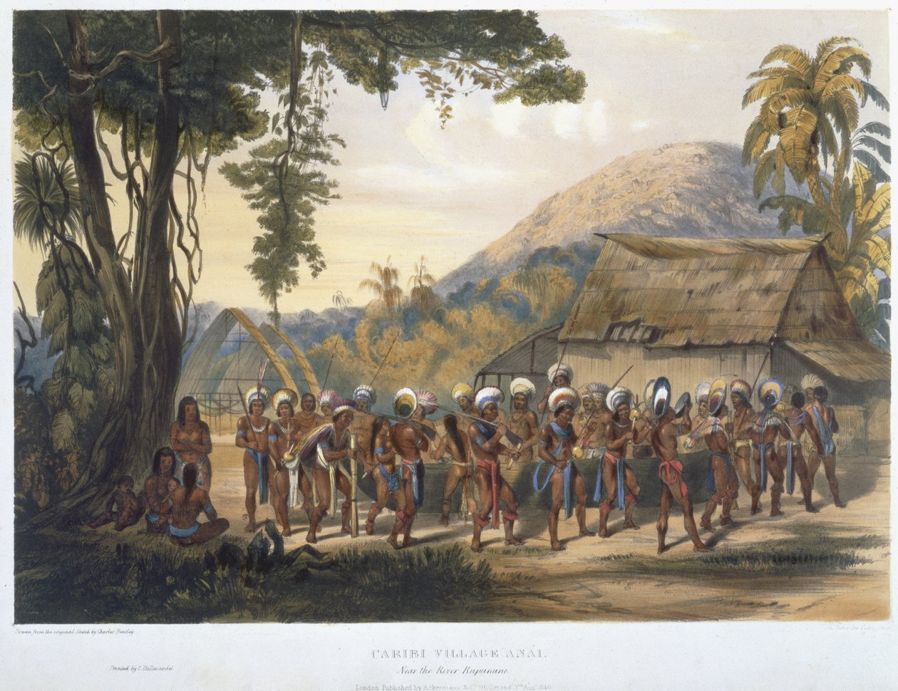 Caribi Dorp Anai, nabij de rivier Rupununi, uit 