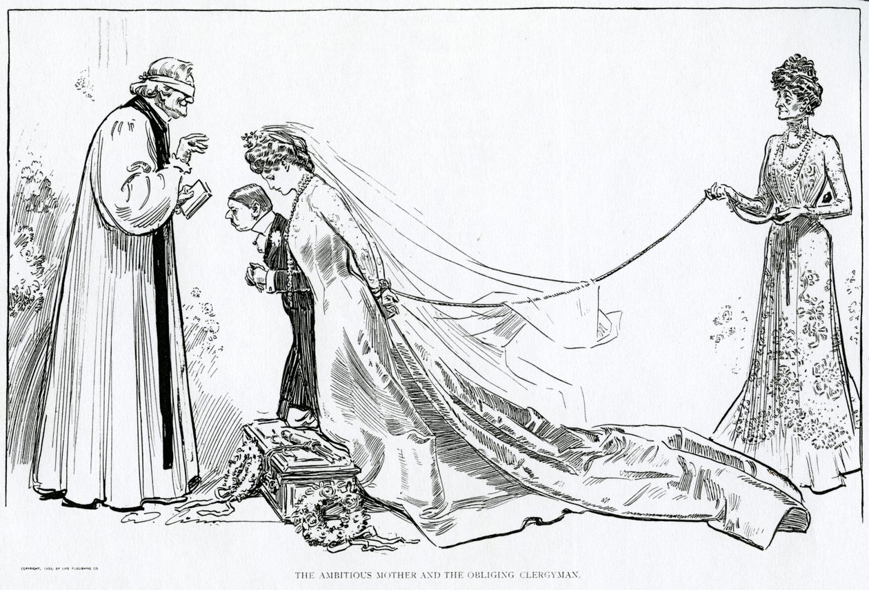 De ambitieuze moeder en de behulpzame geestelijke, 1902 door Charles Dana Gibson