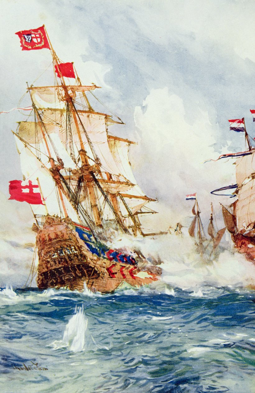 Toen Blake de Zeeën Schoonveegde: Een Slag Tussen Admiraal Blake (1599-1657) en Van Tromp (1598-1653) illustratie uit 