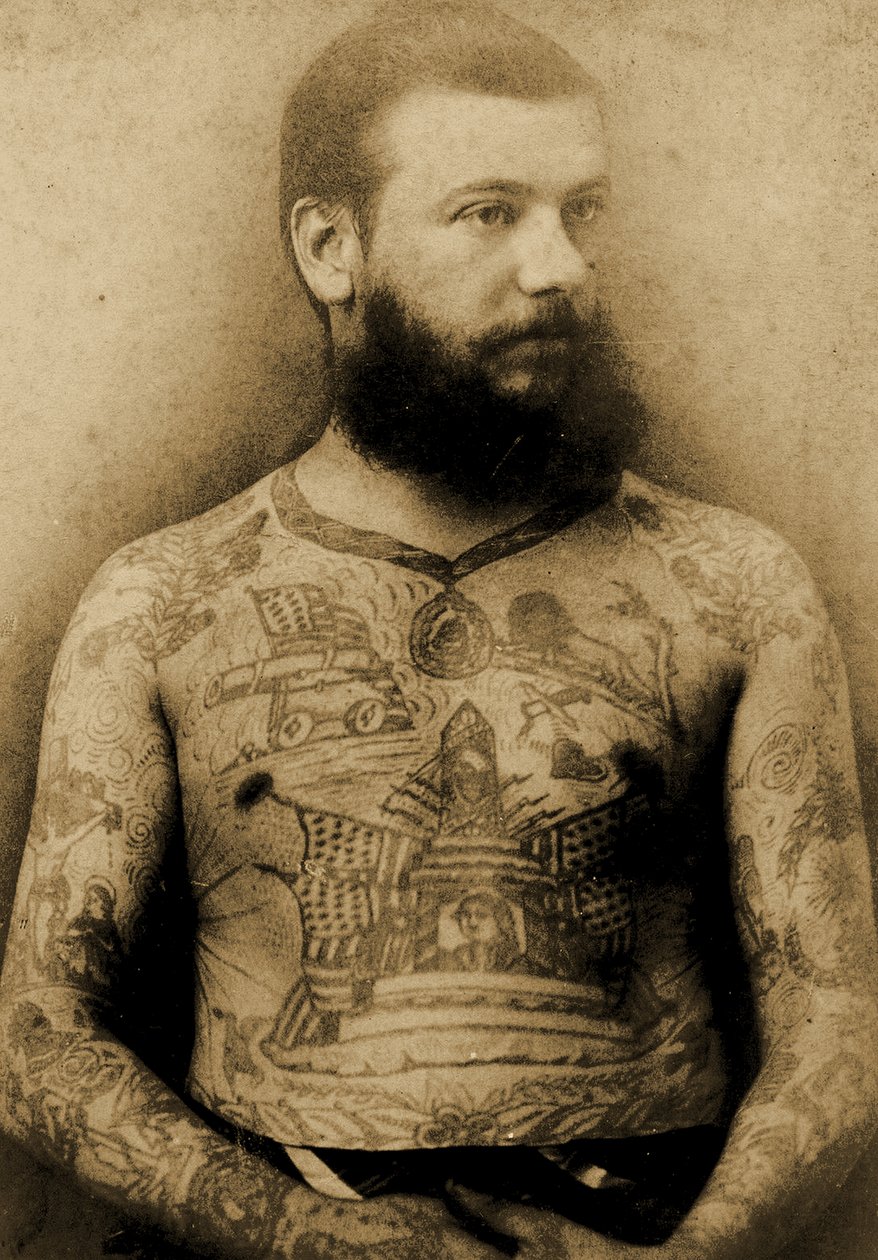 Portret van een getatoeëerde man, c.1900 door Charles Eisenmann