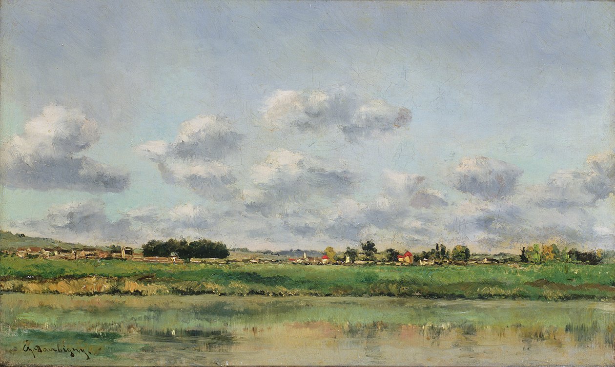 Oevers van de Loing, late 1860s door Charles Francois Daubigny