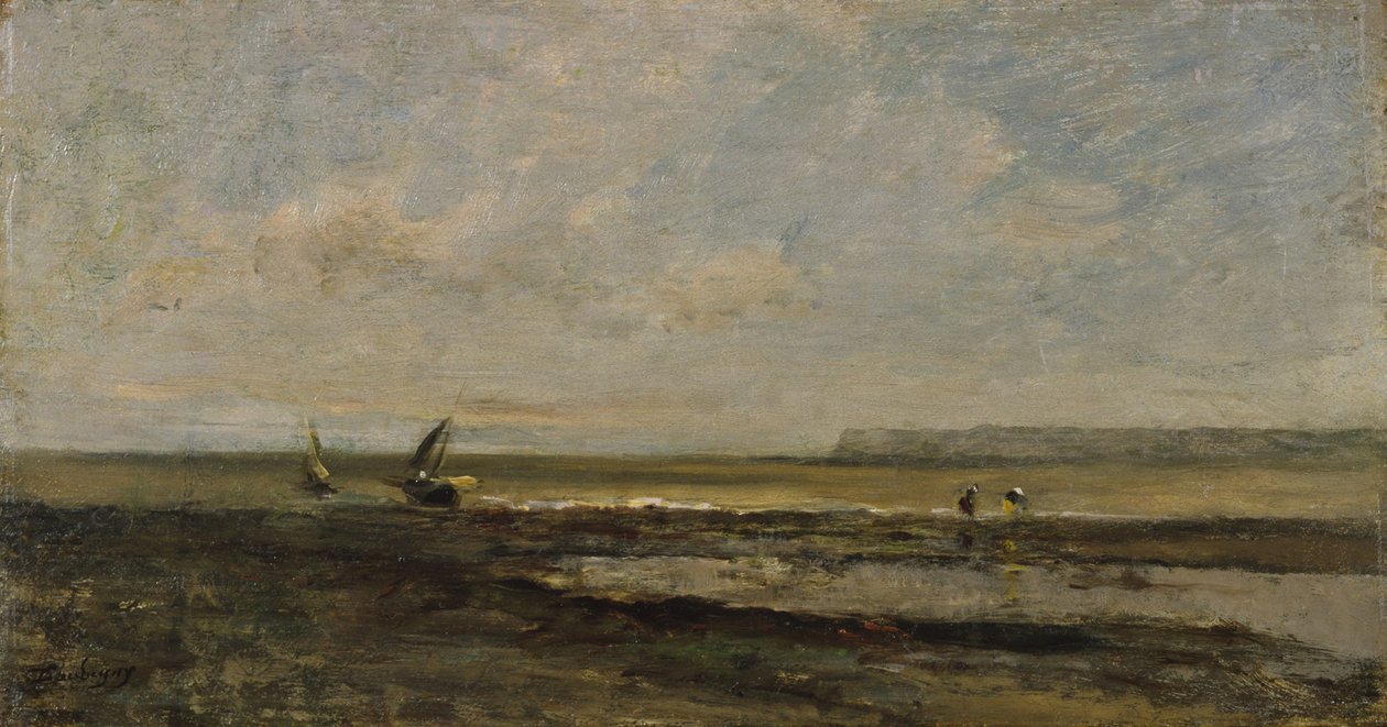 Strandscène door Charles Francois Daubigny
