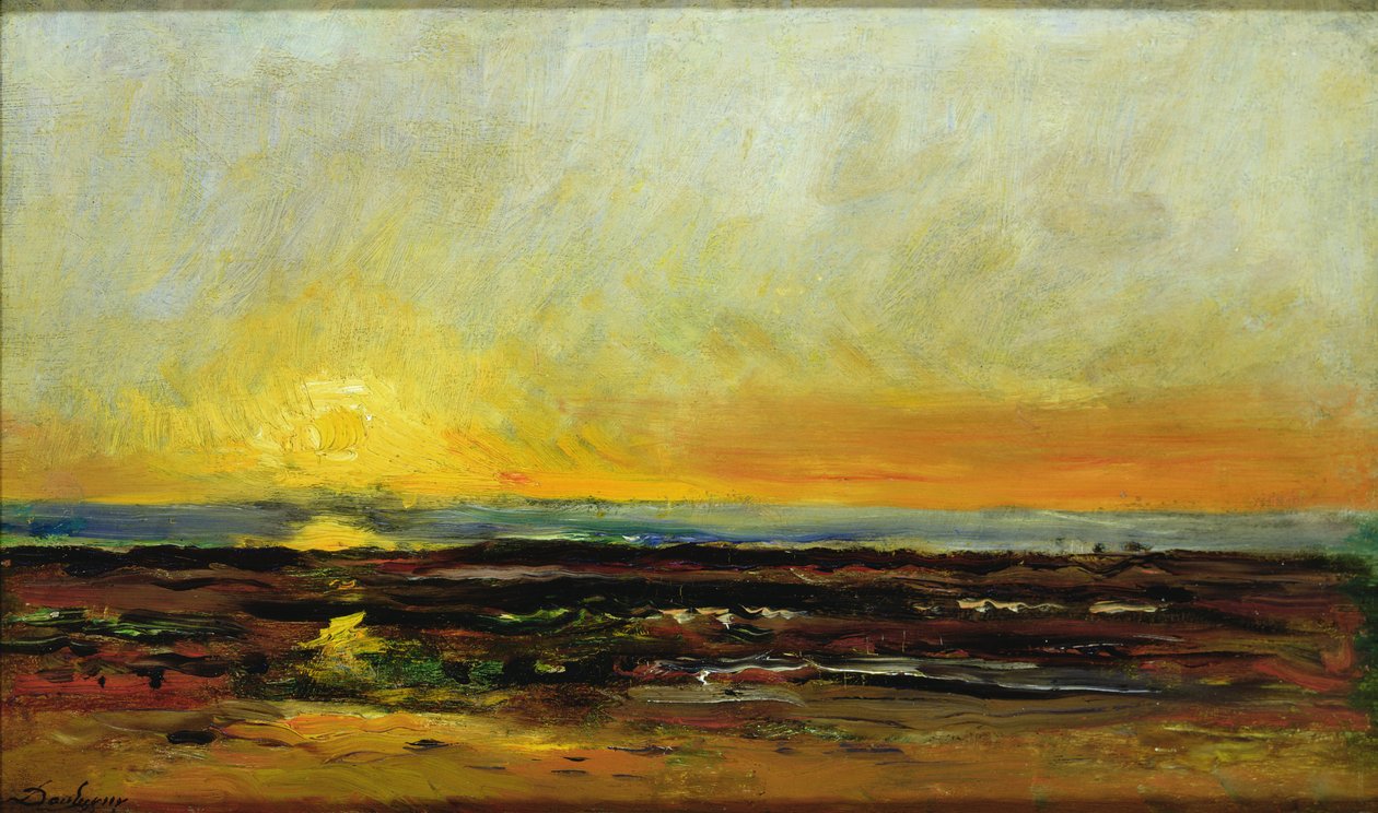 Zonsondergang aan de Zeekust door Charles Francois Daubigny