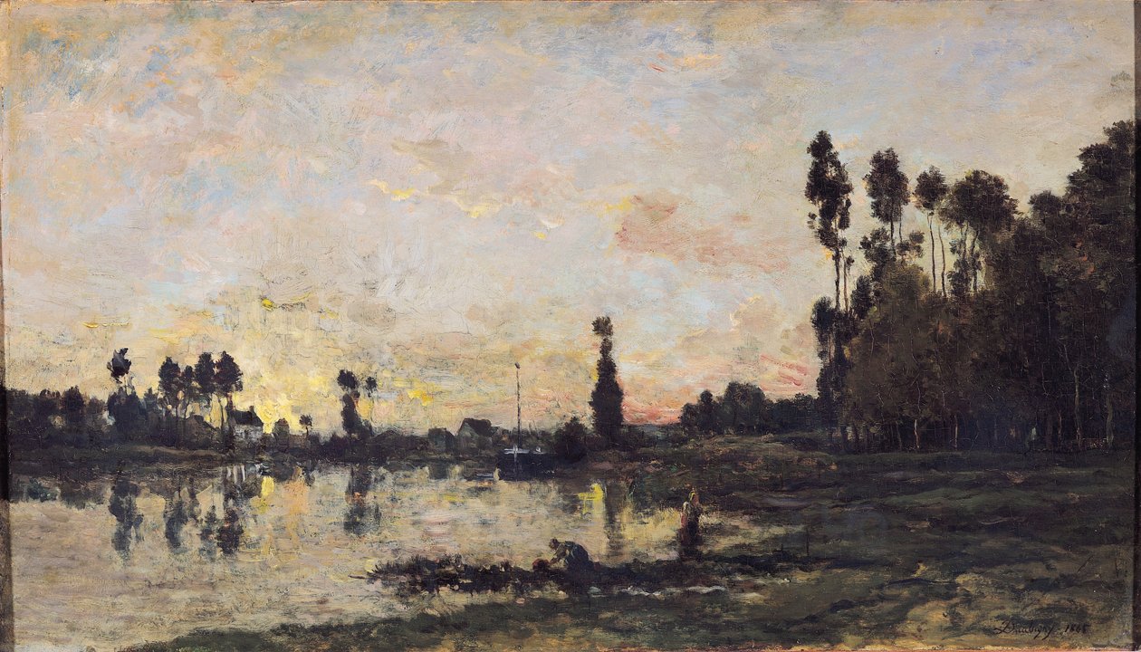 Zonsondergang op de Oise, 1865 door Charles Francois Daubigny