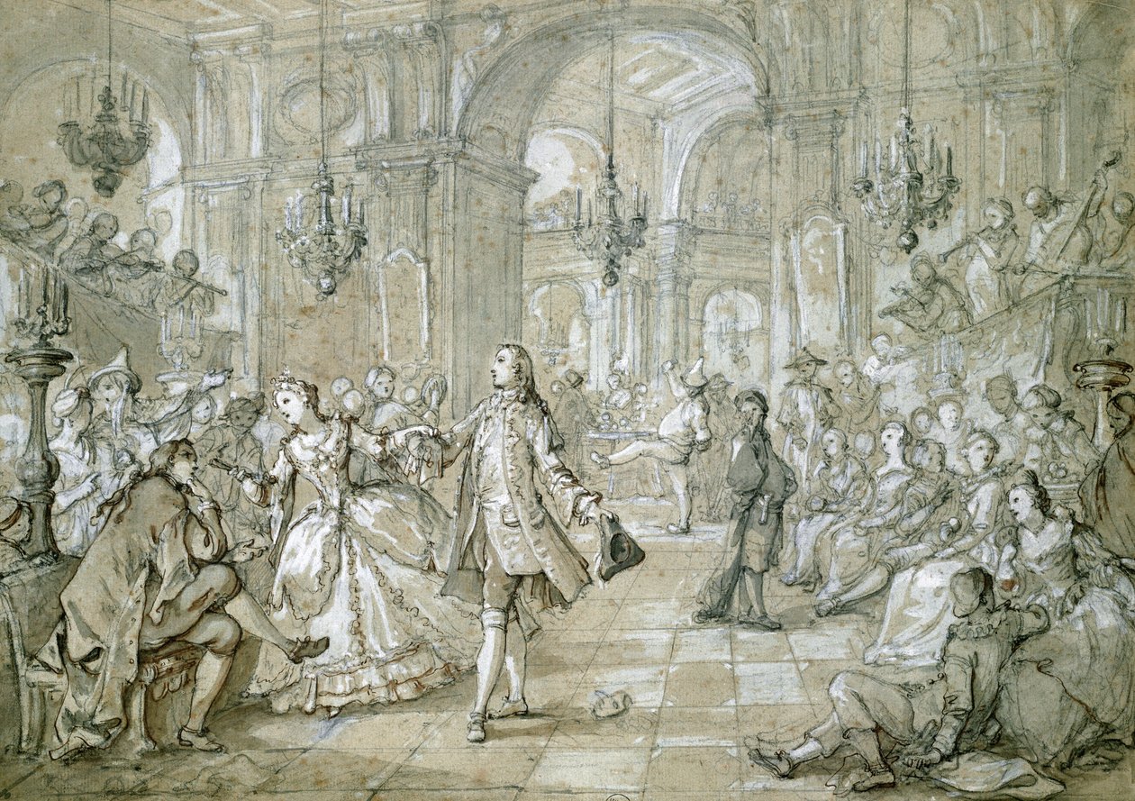 Een gemaskerd bal door Charles Joseph Natoire