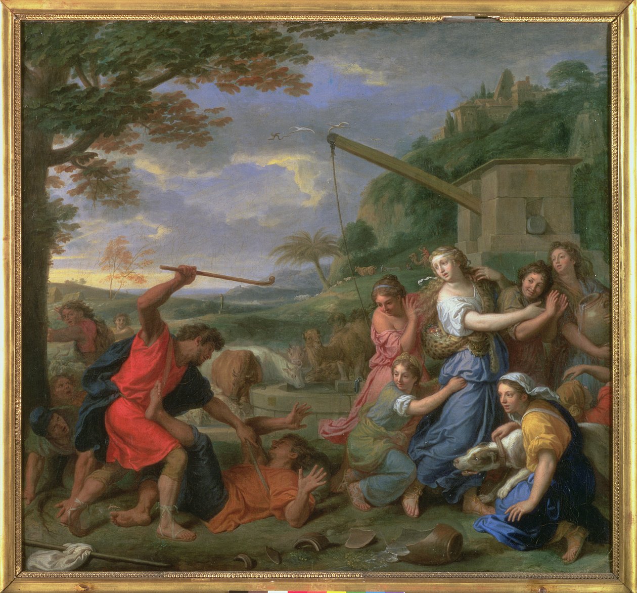 Mozes verdedigt de Dochters van Jethro door Charles Le Brun