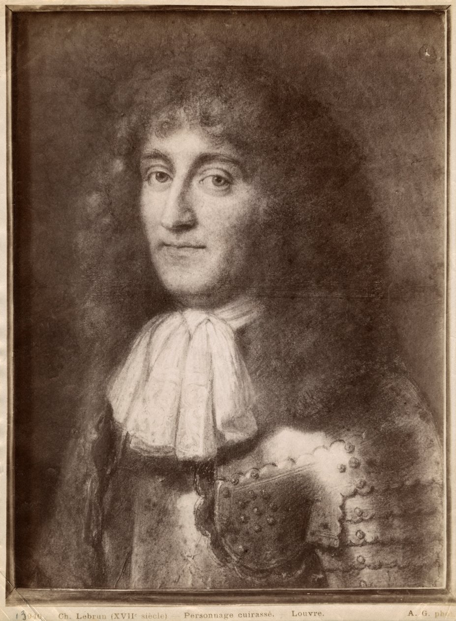 Portret van een man in harnas door Charles Le Brun