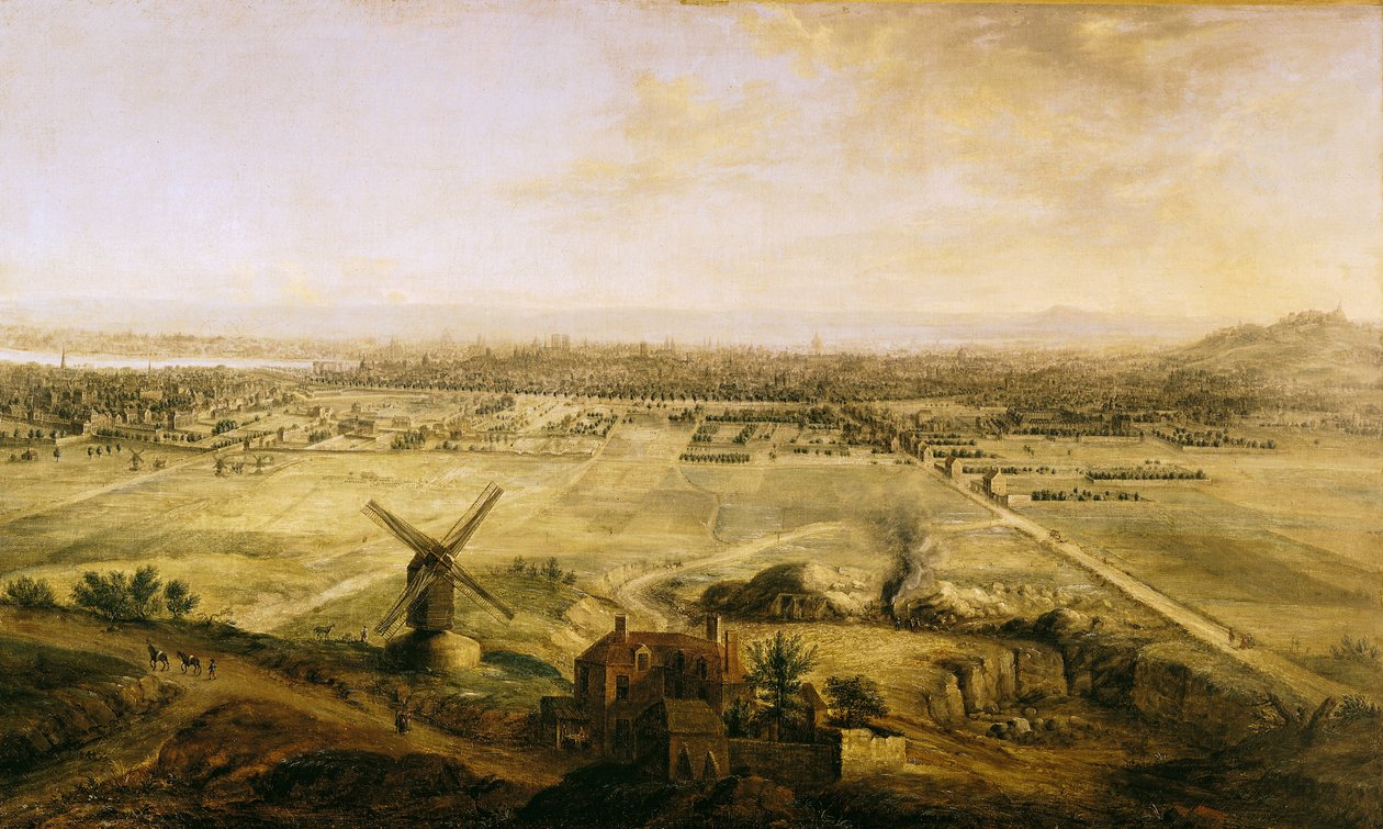 Uitzicht op Parijs vanaf Belleville, 1738 door Charles Leopold Grevenbroeck