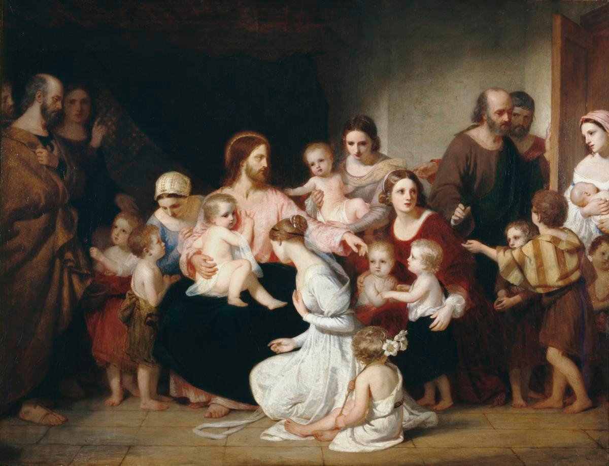 Christus zegent kleine kinderen door Charles Lock Eastlake