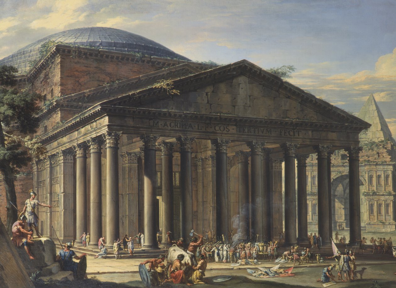 Romeinse monumenten en het Pantheon door Charles Louis Clerisseau