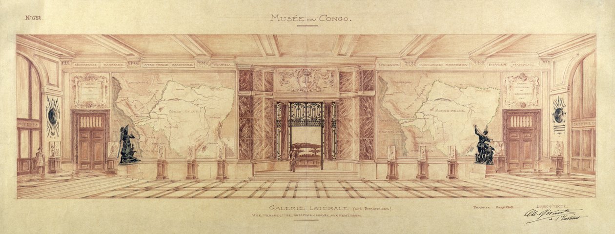 Laterale Galerij van het Musée du Congo in Tervuren, 1909 door Charles Louis Girault