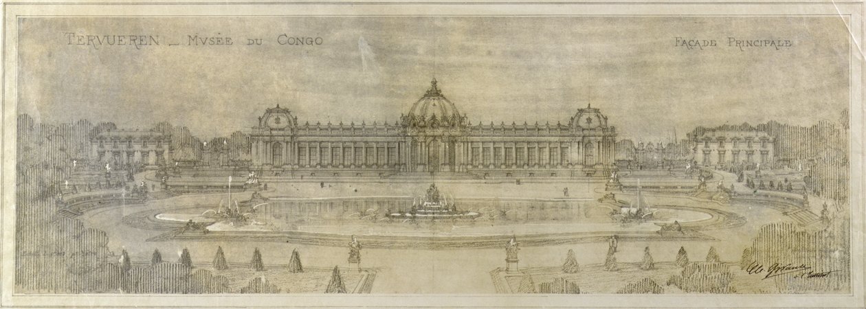 Hoofdfacade van het Musee du Congo in Tervueren, 1909 door Charles Louis Girault