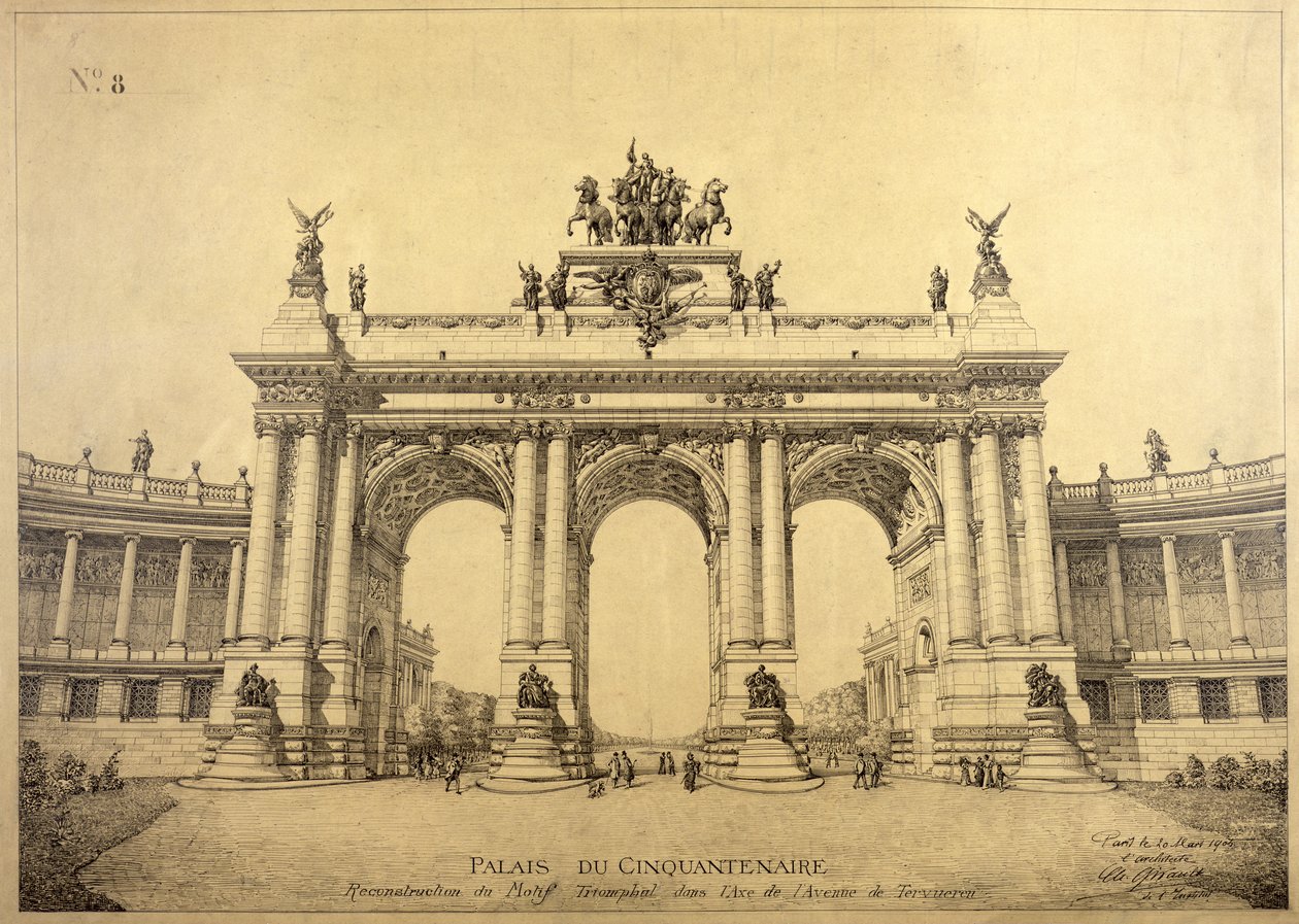 De Triomfboog van het Cinquantenaire Paleis, Brussel, 1906 door Charles Louis Girault
