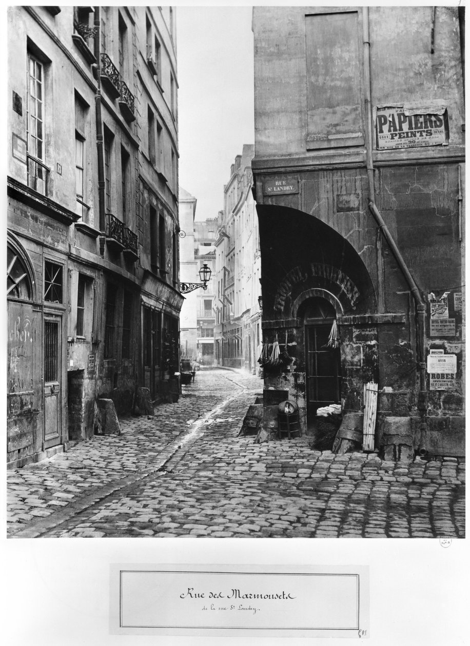 Rue des Marmousets, vanaf rue Saint-Landry, Parijs, 1858-78 door Charles Marville