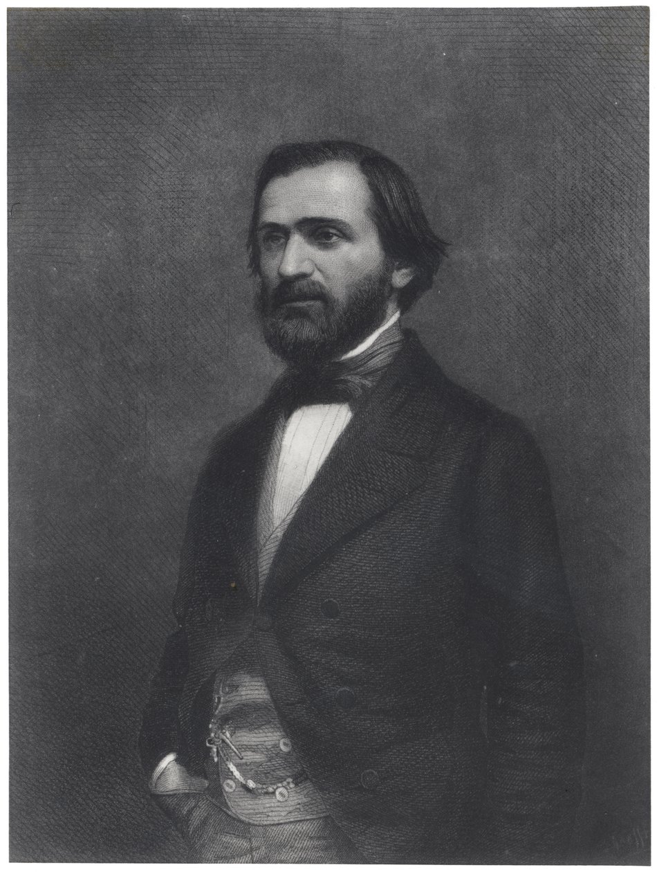 Portret van Giuseppe Verdi (1813-1901) door Charles Michel Geoffroy