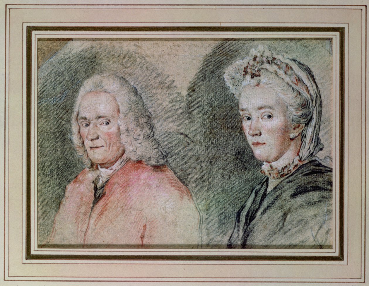 Voltaire en Madame Denis, ca. 1758-70 door Charles Nicolas II Cochin