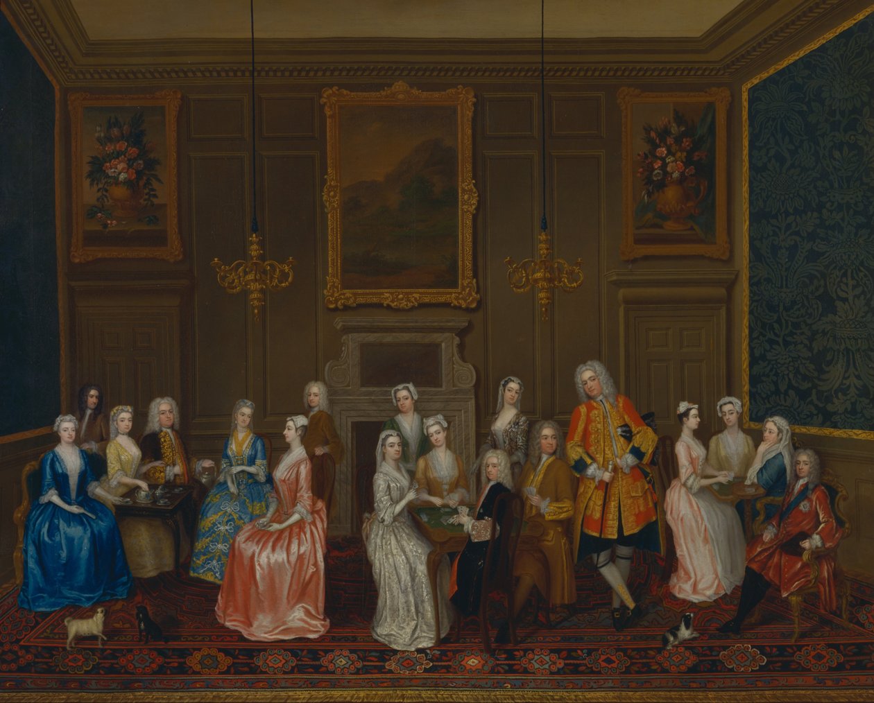 Theekransje in het huis van Lord Harrington, St. James door Charles Philips