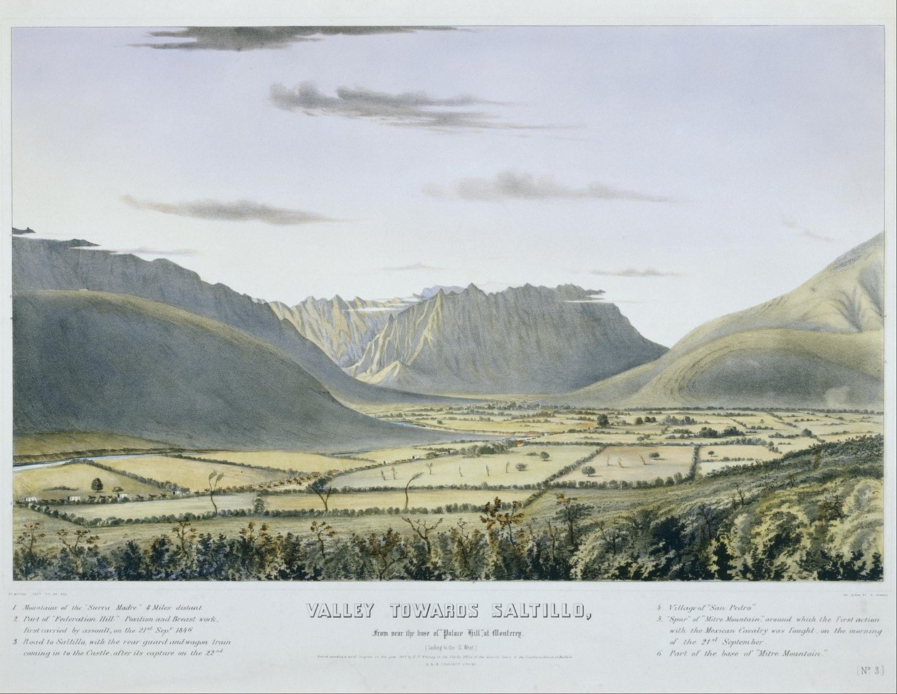Vallei richting Saltillo, vanaf de voet van Palace Hill, bij Monterey. (Kijkend naar het zuidwesten) door Charles Parsons