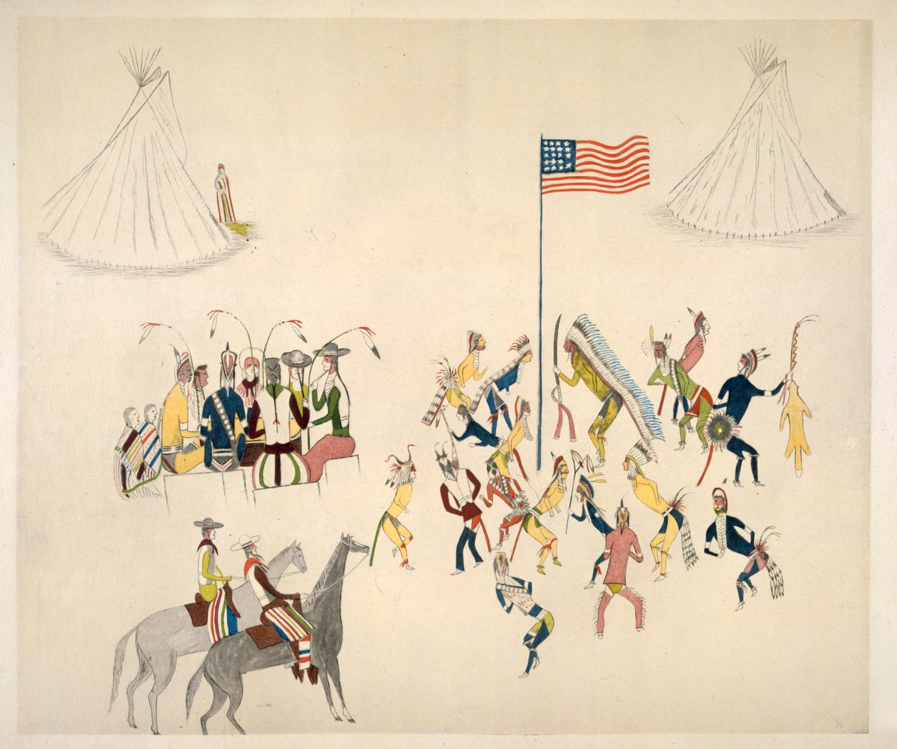 Shoshone Dans Alleen Door Mannen (pigment op katoen) door Charles Washakie