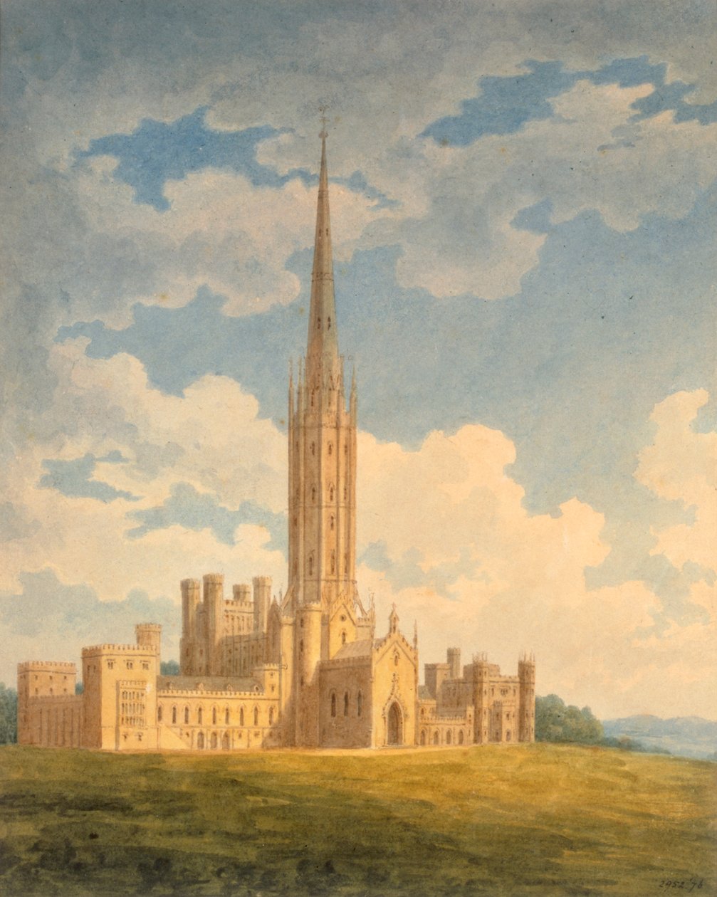 Noordwestelijk uitzicht op Fonthill Abbey door Charles Wild
