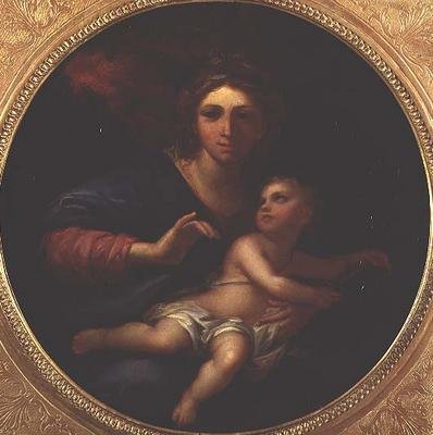 Madonna en Kind door Charles (follower of) Le Brun