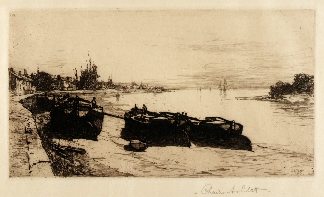 Rondvaartboten op de Theems door Charles A. Platt