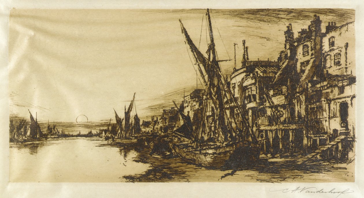 De Theems bij Limehouse door Charles A. Vanderhoof