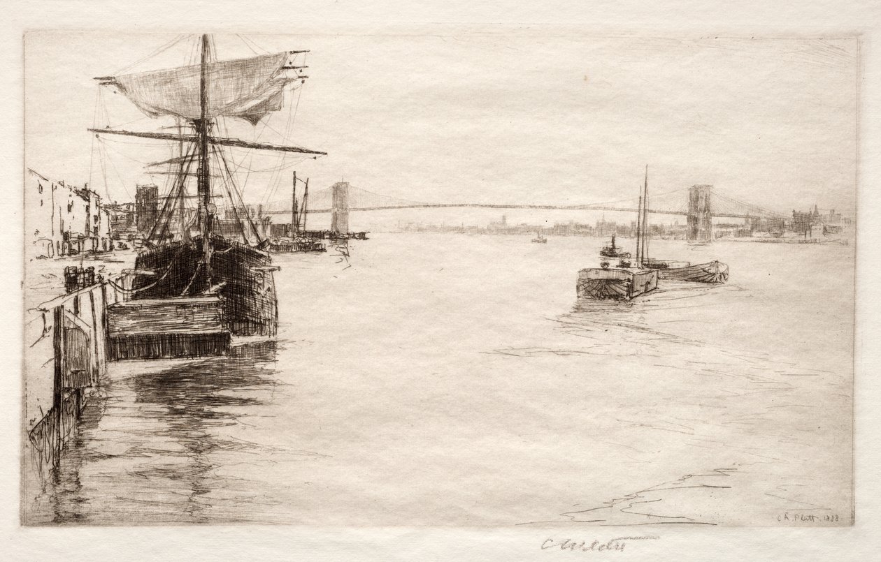 Brooklyn Bridge, 1888 door Charles Adams Platt