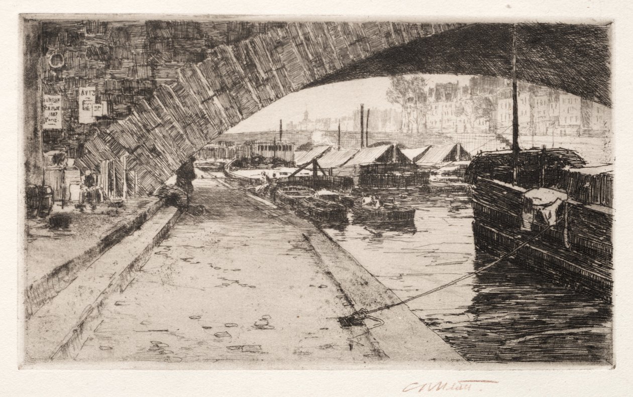 Onder de Pont Marie, Parijs door Charles Adams Platt