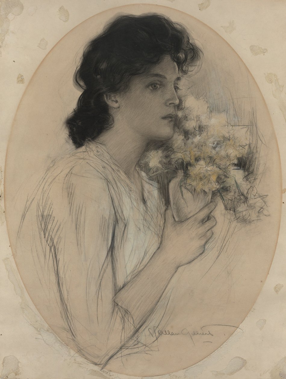Meisje met Bloemen door Charles Allan Gilbert