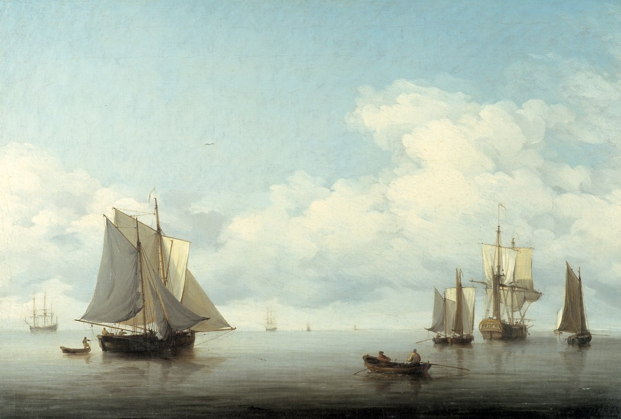 Zeegezicht met schepen, 1743-1759 door Charles Brooking