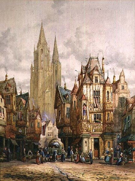 Straatscène door Charles Cattermole