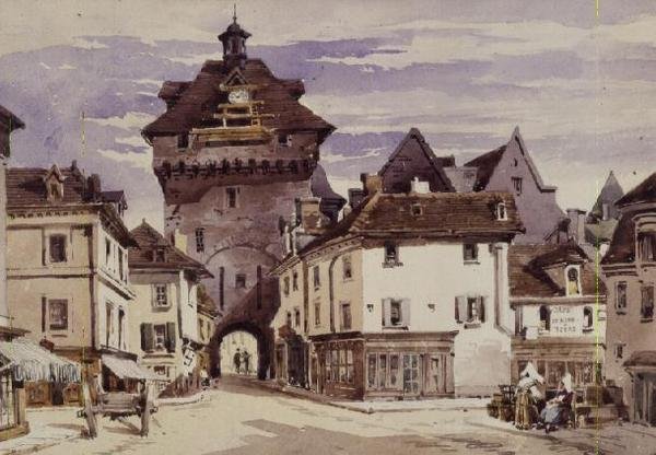 Straatscène in Loches, Frankrijk door Charles Claude Pyne
