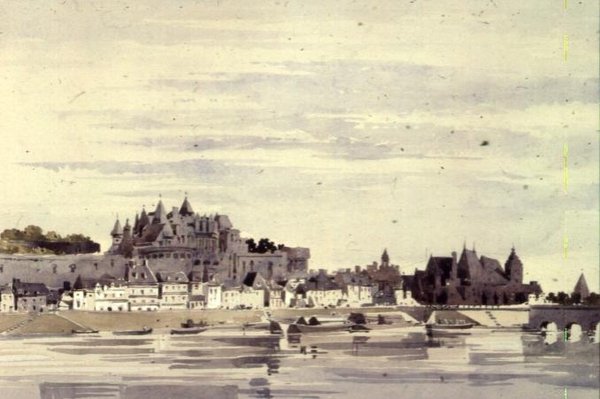 Uitzicht op Amboise, Frankrijk door Charles Claude Pyne