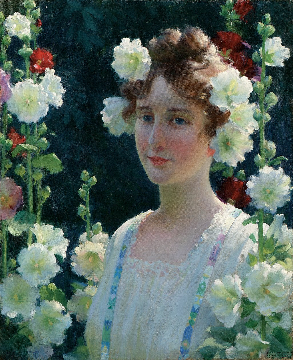 Tussen de Stokrozen door Charles Courtney Curran