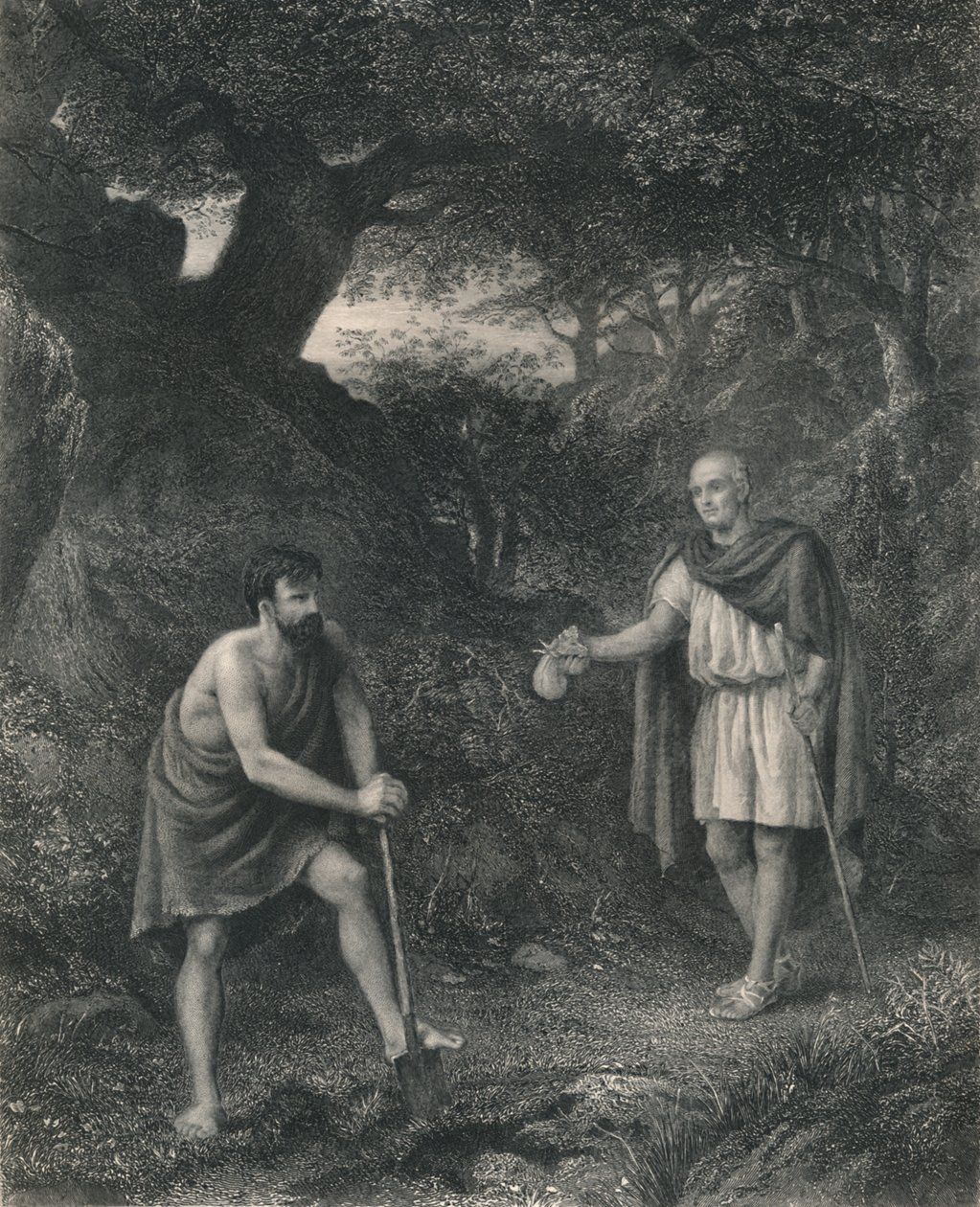 Timon en Flavius Timon van Athene, ca. 1870 door Charles Cousen